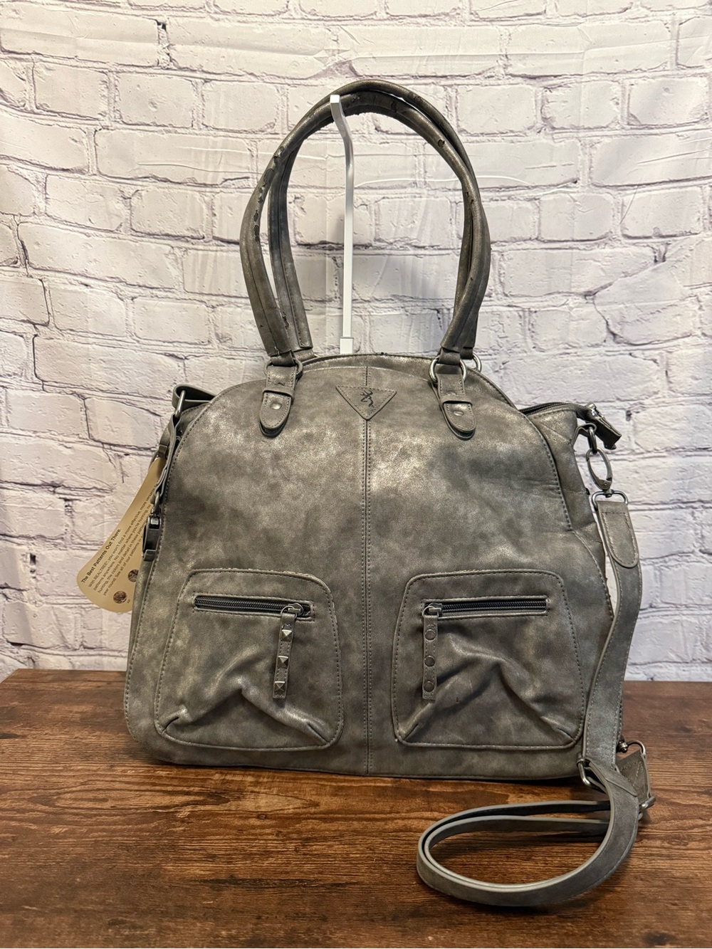 Browning Gray Faux-Leather Shoulder Tote Conceal and Carry
